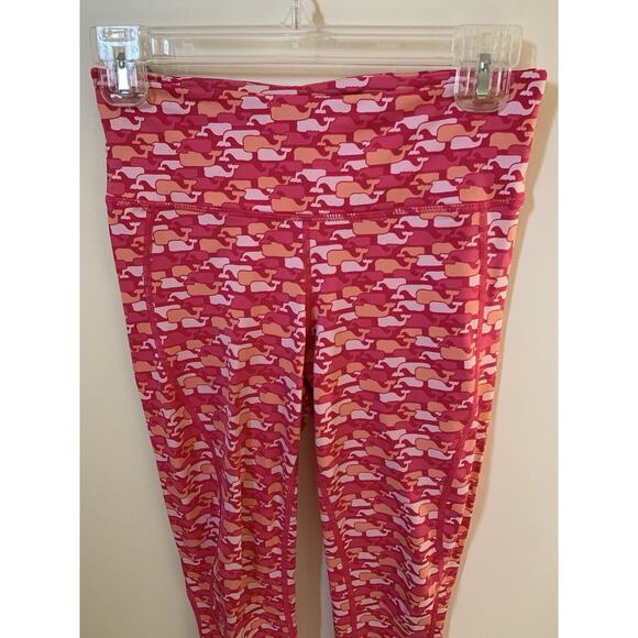 Vineyard Vines Performance Leggings XS Multicolor Pink Whale Print Pockets Ankle - Picture 2 of 7